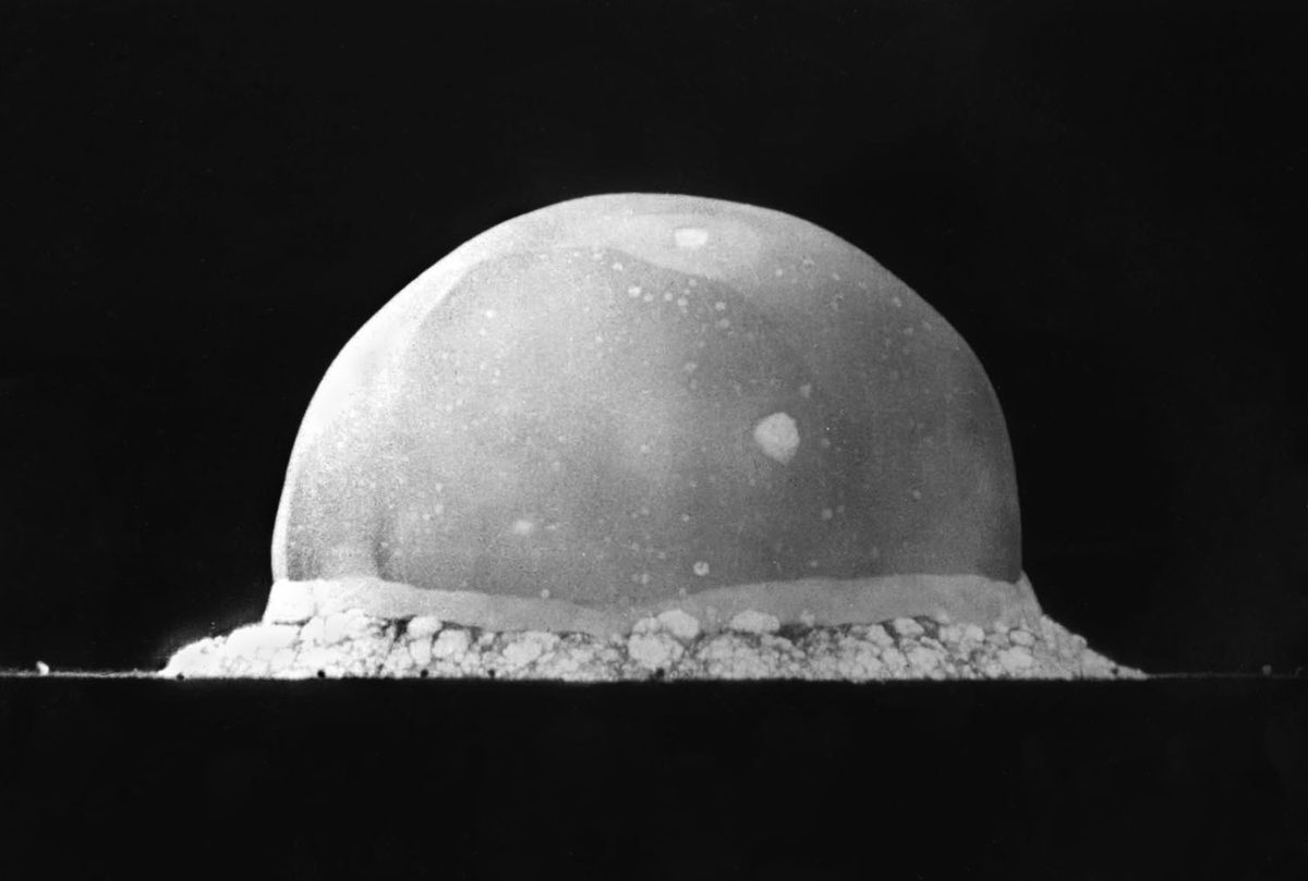 The Trinity explosion 0.016 seconds after detonation, July 16, 1945
